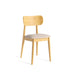 Chaise de salle à manger avec assise rembourrée en tissu beige et chêne massif naturel Paolo