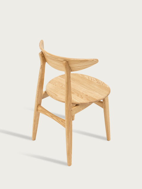 Chaise de salle à manger entièrement en chêne massif naturel Positano