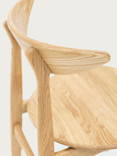 Chaise de salle à manger entièrement en chêne massif naturel Positano