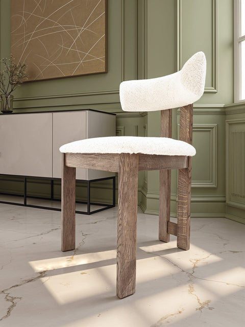 Chaise en bois de chêne massif fumé rembourrée Angelo