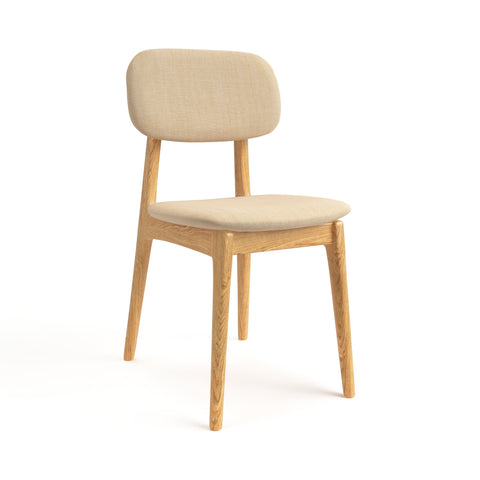 Chaise de salle à manger en bois de chêne massif Mevis