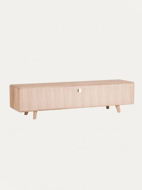 Meuble TV en bois massif de chêne blanchi 160 cm Portofino