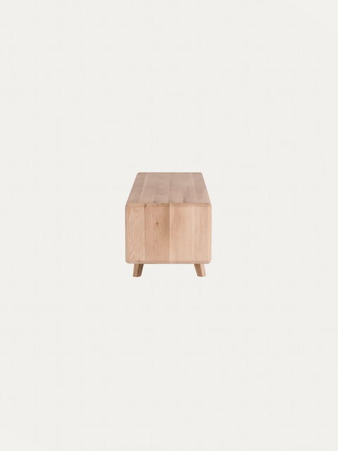 Meuble TV en bois massif de chêne blanchi 160 cm Portofino