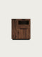 Buffet haut en bois massif de chêne 124x38x134 cm fumé Adena