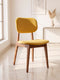 Chaise de salle à manger Mevis en chêne massif, brun et jaune, assise rembourrée