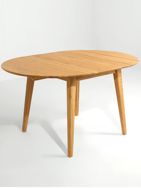 Table ronde à rallonges 90-120 cm en chêne massif naturel Sun