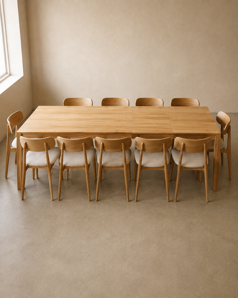 Table à manger extensible Ravello 160–260 cm avec 2 rallonges en chêne massif naturel
