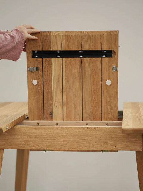 Table ronde à rallonges 100-137,5 cm en chêne massif naturel Como
