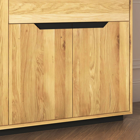 Buffet haut en bois massif de chêne 124x38x134 cm naturel Adena