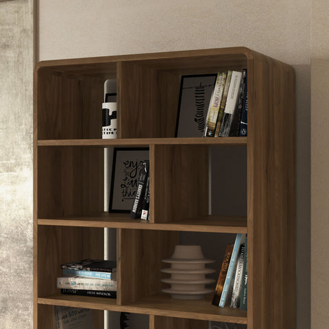 Bibliothèque en bois massif de chêne 80x45x180 cm fumé Modena
