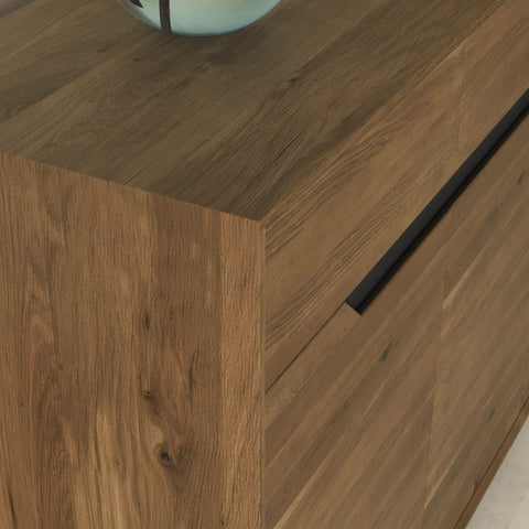 Buffet en bois massif de chêne 180 cm fumé Adena