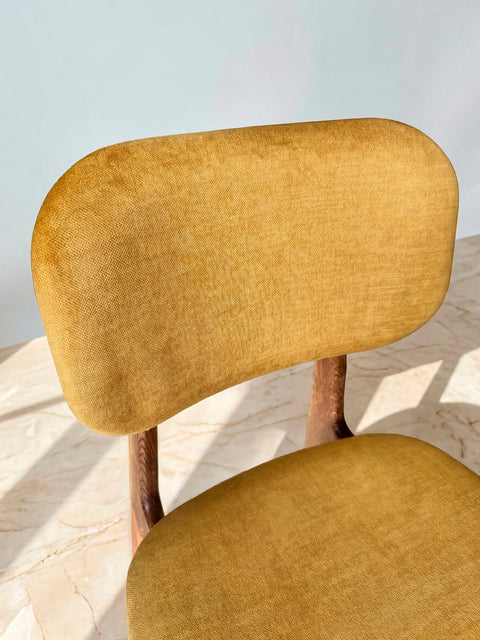 Dining chair of solid oak brown yellow soft Mevis