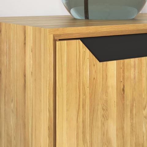 Buffet haut en bois massif de chêne 124x38x134 cm naturel Adena
