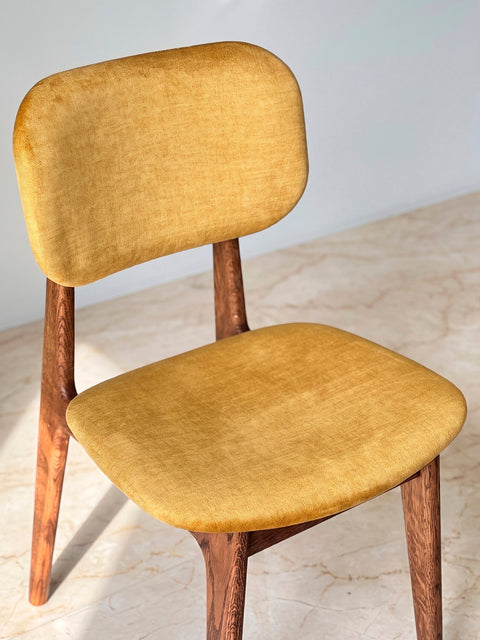Dining chair of solid oak brown yellow soft Mevis