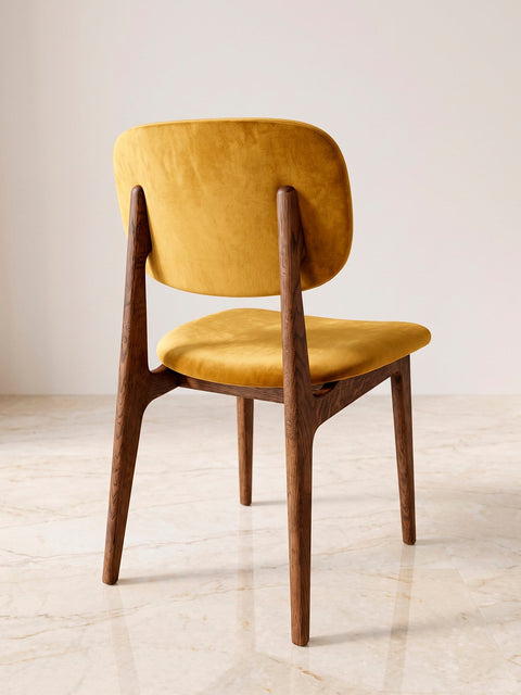Dining chair of solid oak brown yellow soft Mevis