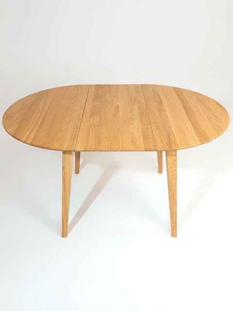 Table ronde à rallonges 90-120 cm en chêne massif naturel Sun
