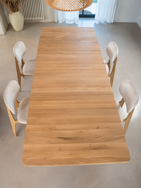 Table de salle à manger à rallonges 160-250 cm en chêne massif blanchi Sorgente