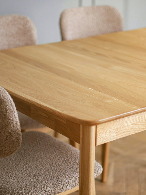 Table à manger à rallonges 130-225 cm en chêne massif naturel Atlante