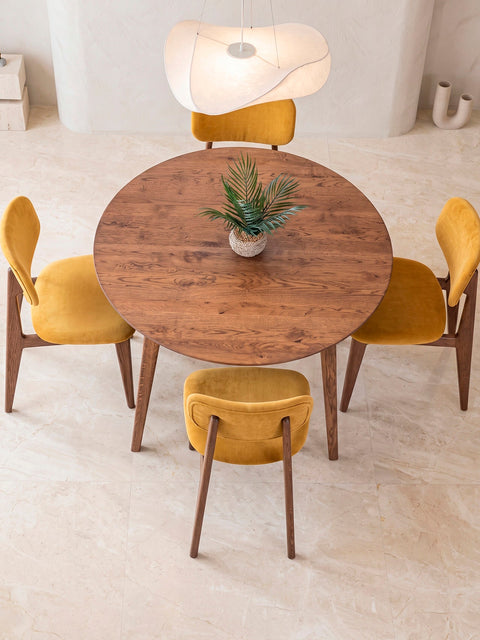 Dining chair of solid oak brown yellow soft Mevis