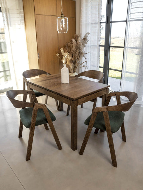 Table de salle à manger extensible en chêne massif moderne fumé Cancun