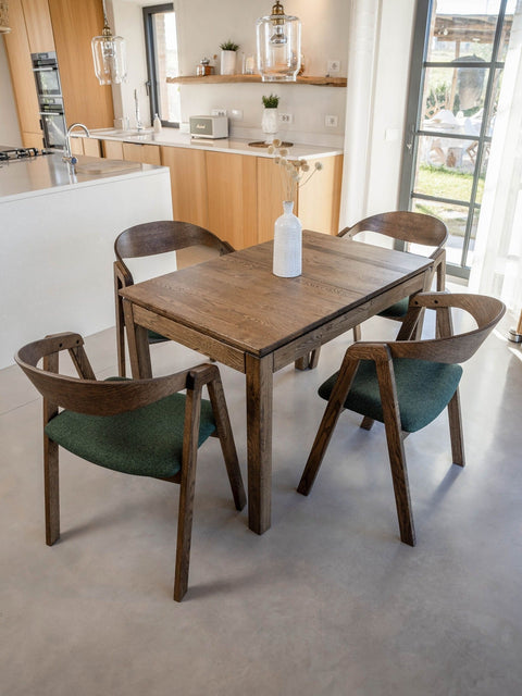 Table de salle à manger extensible en chêne massif moderne fumé Cancun