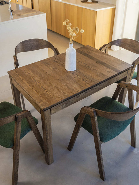 Table de salle à manger extensible en chêne massif moderne fumé Cancun