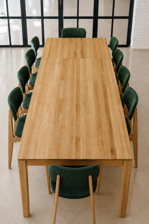 Table à manger extensible 140-225 cm avec rallonge en chêne massif naturel Cortona