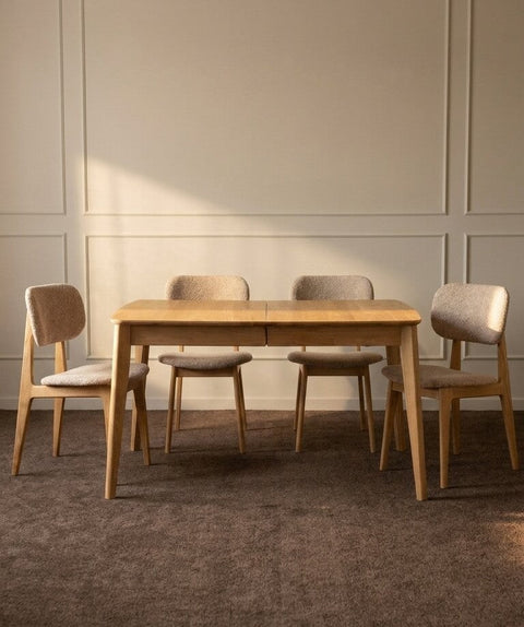 Table à manger à rallonges 130-225 cm en chêne massif naturel Atlante