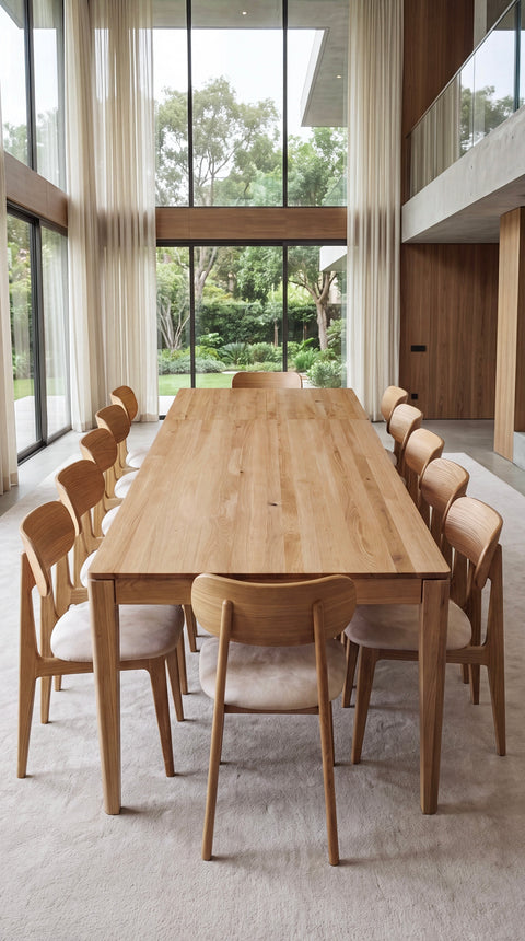 Table à manger extensible 200-285x100 cm avec rallonge en chêne massif naturel Cortona Max