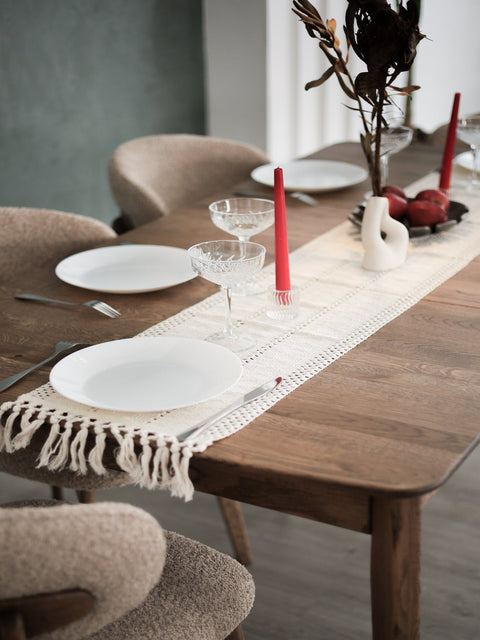 Table à manger à rallonges 130-225 cm en chêne massif fumé Atlante