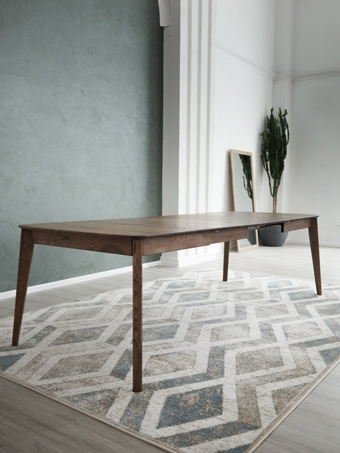 Table à manger à rallonges 130-225 cm en chêne massif fumé Atlante