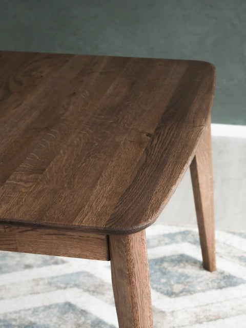 Table à manger à rallonges 130-225 cm en chêne massif fumé Atlante
