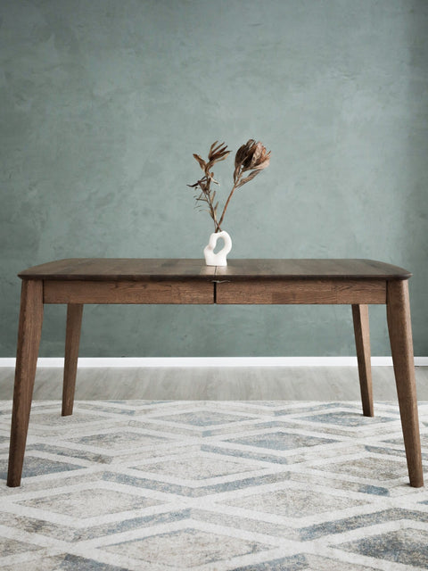 Table à manger à rallonges 130-225 cm en chêne massif fumé Atlante