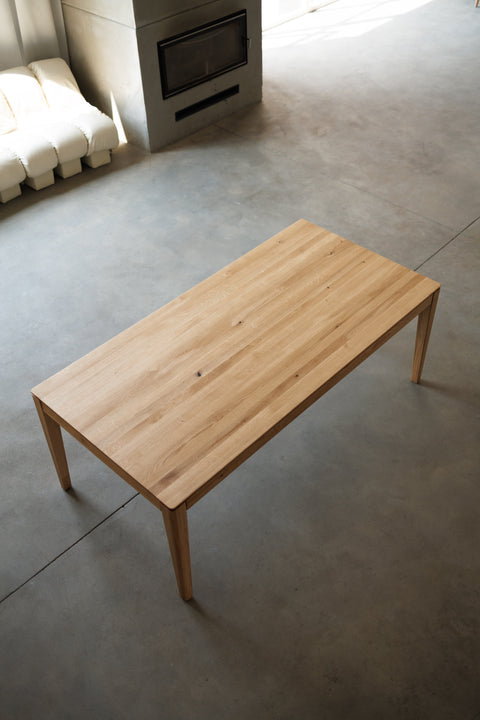 Table à manger extensible 200-285x100 cm avec rallonge en chêne massif naturel Cortona Max