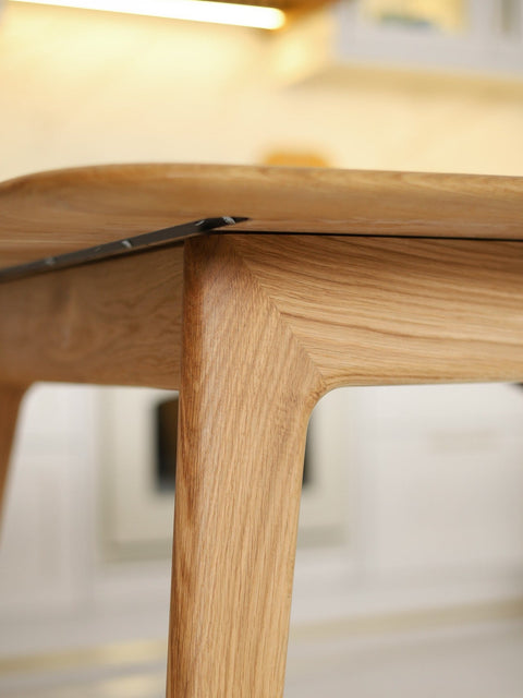 Table de salle à manger à rallonges 160-205 cm en chêne massif naturel Toscana