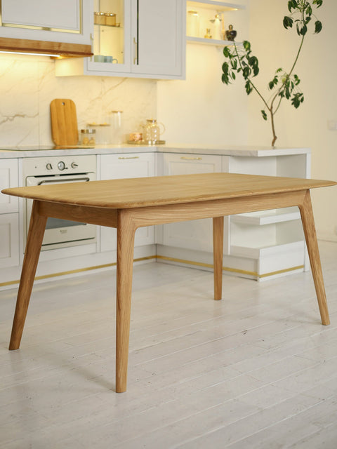 Table de salle à manger à rallonges 160-205 cm en chêne massif naturel Toscana