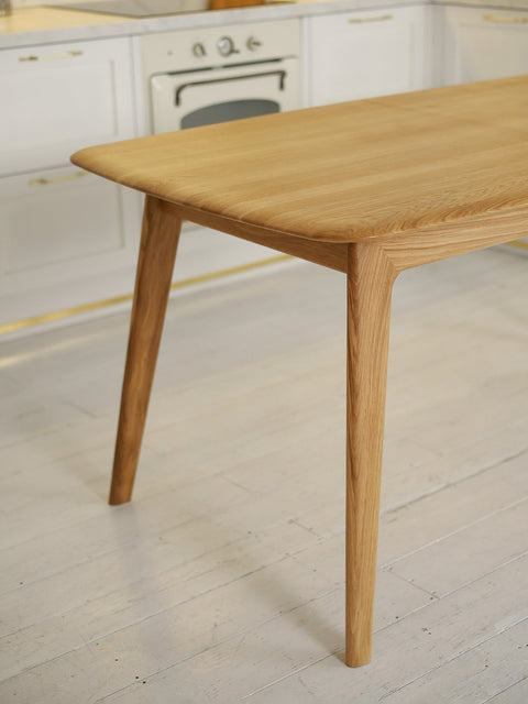 Table de salle à manger à rallonges 160-205 cm en chêne massif naturel Toscana