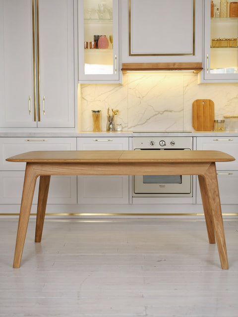 Table de salle à manger à rallonges 160-205 cm en chêne massif naturel Toscana