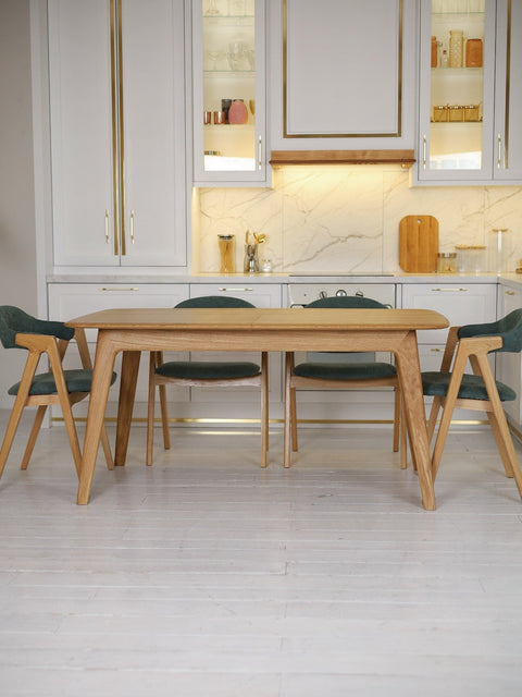 Table de salle à manger à rallonges 160-205 cm en chêne massif naturel Toscana