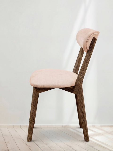 Chaise en bois massif de chêne fumé rembourrée Libero