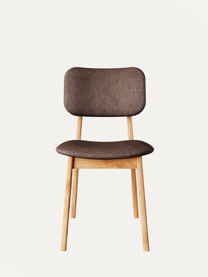 Chaise 81 cm en chêne massif et tissu moderne assise rembourrée naturel marron Mevis