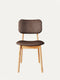 Chaise 81 cm en chêne massif et tissu moderne assise rembourrée naturel marron Mevis