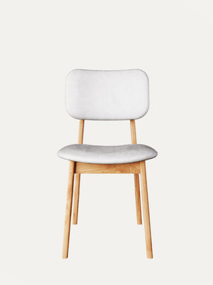 Chaise 81 cm en chêne massif et tissu moderne assise rembourrée naturel blanc Mevis