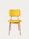 Chaise 81 cm en chêne massif et tissu moderne assise rembourrée naturel jaune Mevis