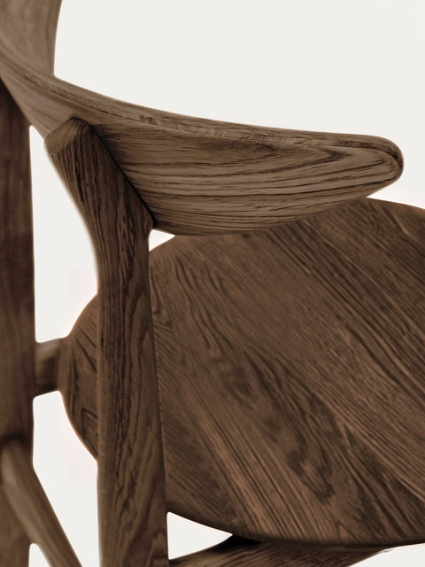 Chaise de salle à manger en chêne massif fumé moderne rigide 75 cm Positano