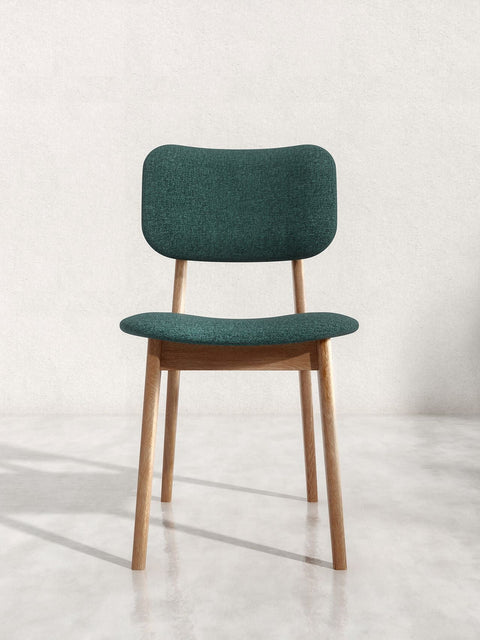 Chaise de salle à manger Mevis en chêne massif, brun et vert