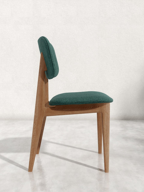 Chaise de salle à manger Mevis en chêne massif, brun et vert