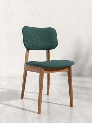 Chaise de salle à manger Mevis en chêne massif, brun et vert