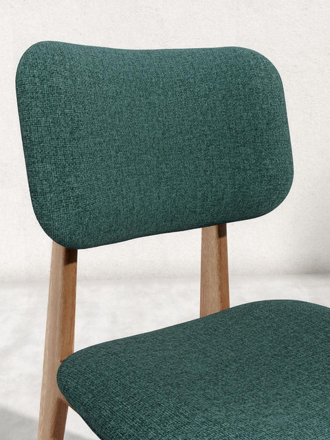 Chaise de salle à manger Mevis en chêne massif, brun et vert