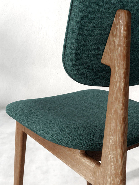 Chaise de salle à manger Mevis en chêne massif, brun et vert